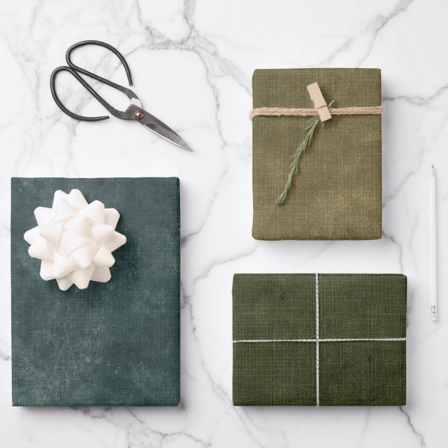 Pine Green Olive Wrapping Paper Sheet (Front)