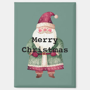 Pine Green Red Merry Christmas Santa Magnet