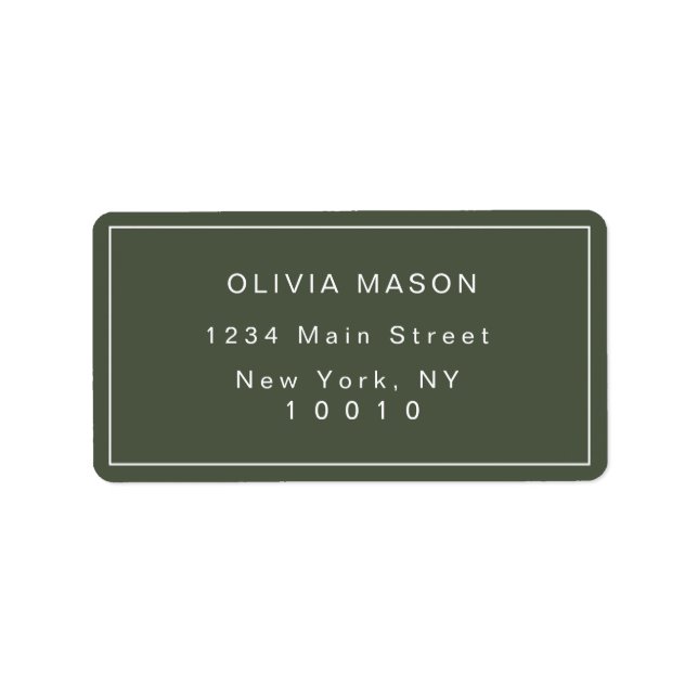 Pine Green Simple Modern Return Address Label (Front)
