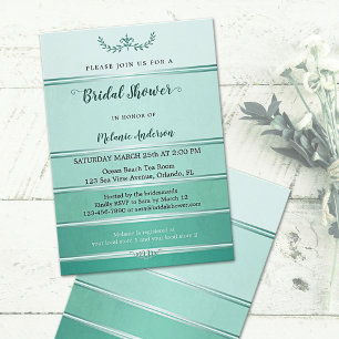  Pine Green Striped Tone on Tone Bridal Shower Invitation