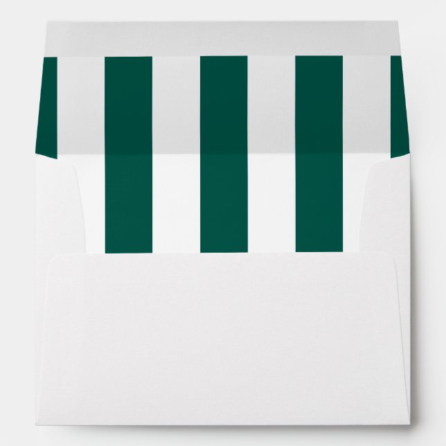 Pine Green | White Vertical Stripes Envelopes (Back (Bottom))