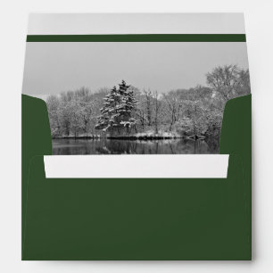 Pine Green Winter Christmas Envelope