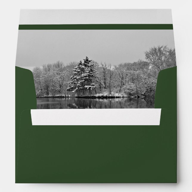 Pine Green Winter Christmas Envelope (Back (Bottom))