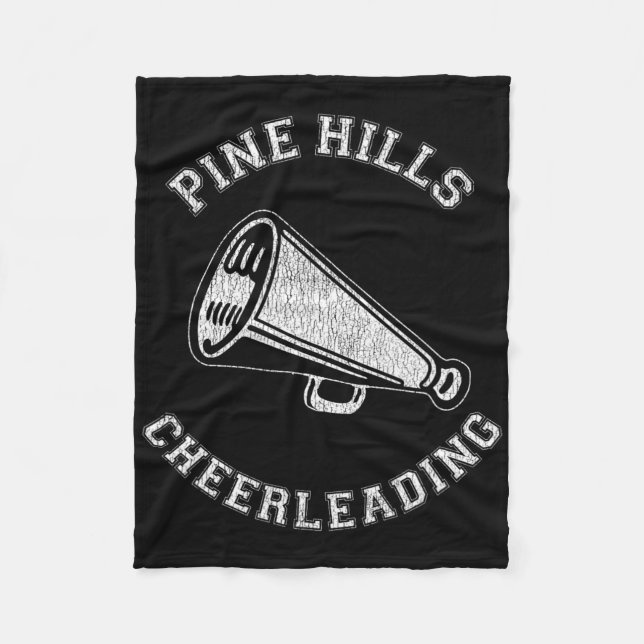 Pine Hills Cheer Distressed Retro 90's Cheerleader Fleece Blanket (Front)
