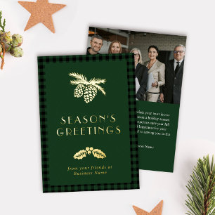 Pine Holly Green Buffalo Check Season's Greetings