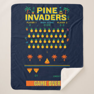 Pine Invaders-Pineapple Empire Retro Games Series Sherpa Blanket