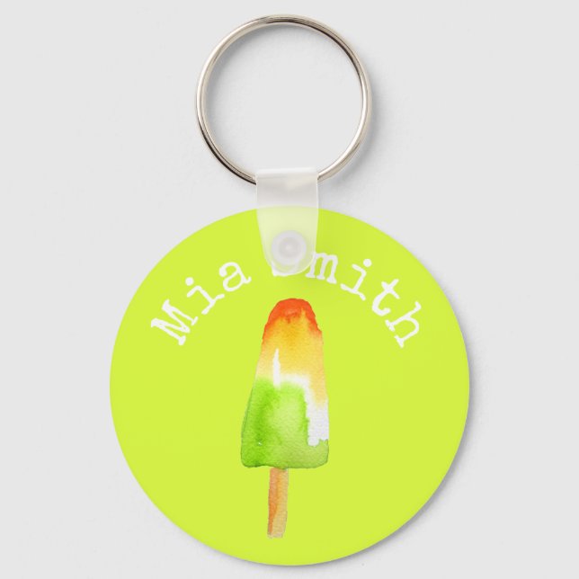 Pine Lime popsicle pop art cute food Key Ring (Front)