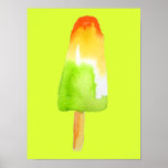 Pine Lime popsicle pop art cute food Poster<br><div class="desc">Cute pine lime ice-block popsicles watercolor illustration. For popsicle lovers everywhere. Cute Summer design. Pop art pink and girly. Foodie art.</div>