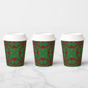 Pine Mandala Garnet Paper Cups