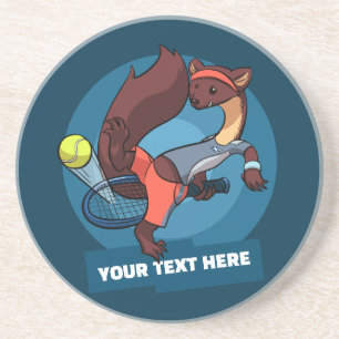 Pine Marten Add Your Text Tennis Trick Shot Design Coaster