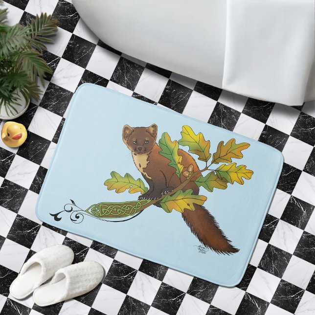 Pine Marten Autumn Leaves Bath Mat (Creator Uploaded)