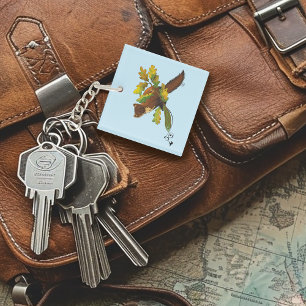 Pine Marten Autumn Leaves Business Logo Key Ring