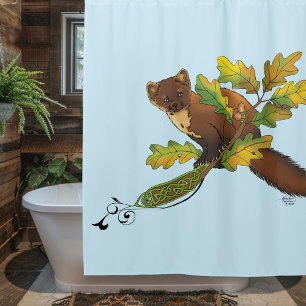 Pine Marten Autumn Leaves Shower Curtain