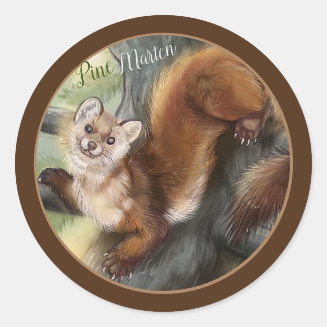 Pine Marten Classic Round Sticker (Front)