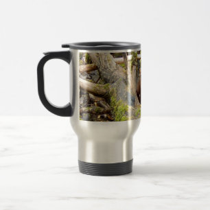Pine Marten on Log Travel Mug