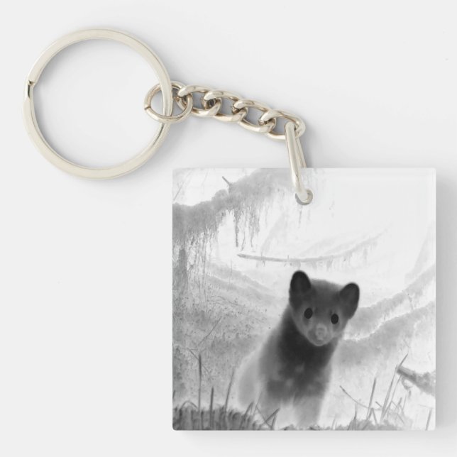 Pine Marten Spooky Woodland Creature Gift Gothic  Key Ring (Front)