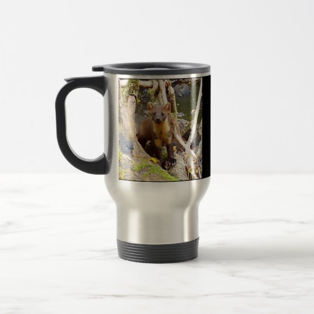 Pine Marten Wildlife Forest Log Woodland Nature  Travel Mug (Left)