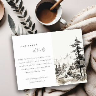 Pine Mountain Landscape Sketch Wedding Details Enclosure Card