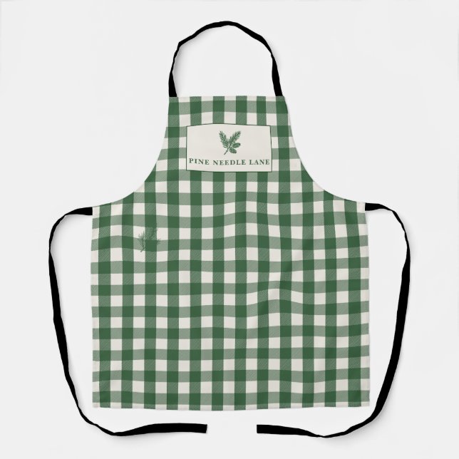 Pine Needle Lane Gingham With Botanical Charm Apron (Front)