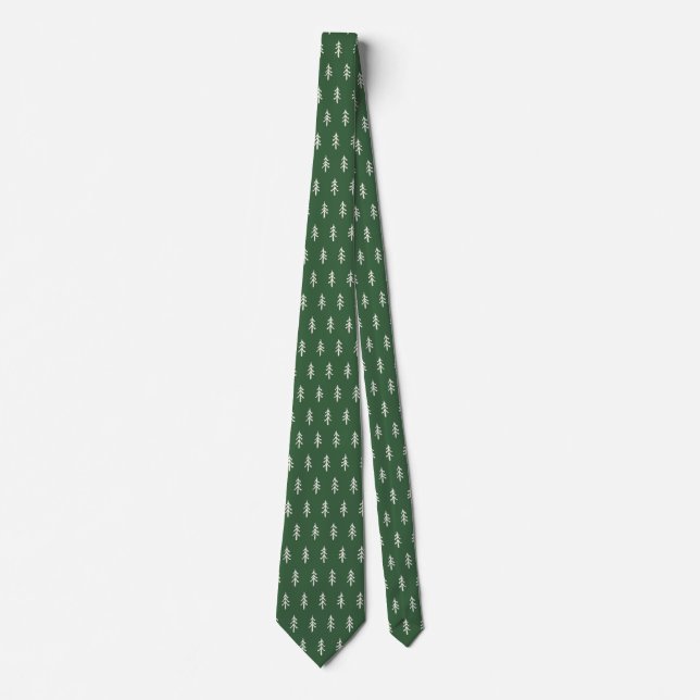 Pine needle Lane - Green White Pine Tree Pattern Tie (Front)