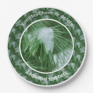 Pine Needles In Snow And Ice Personalised Party  Paper Plate