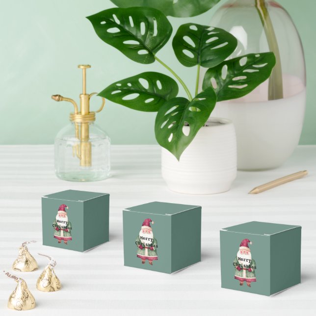 Pine Red Merry Christmas Tree Santa (on back) Favour Box (Multiple)
