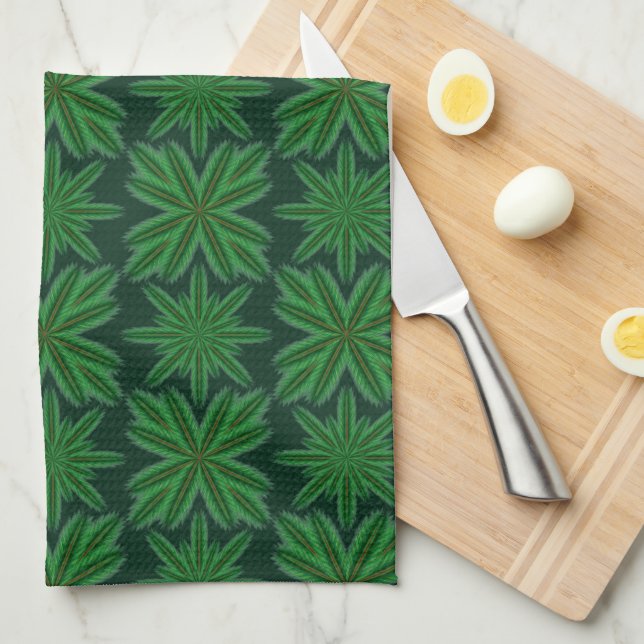 Pine Snowflakes Forest Kitchen Towel (Quarter Fold)