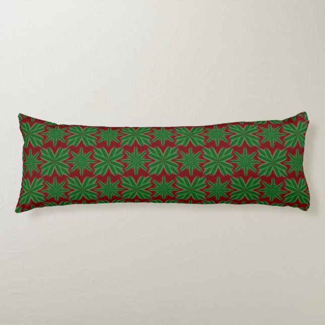 Pine Snowflakes Garnet Body Pillow (Front)