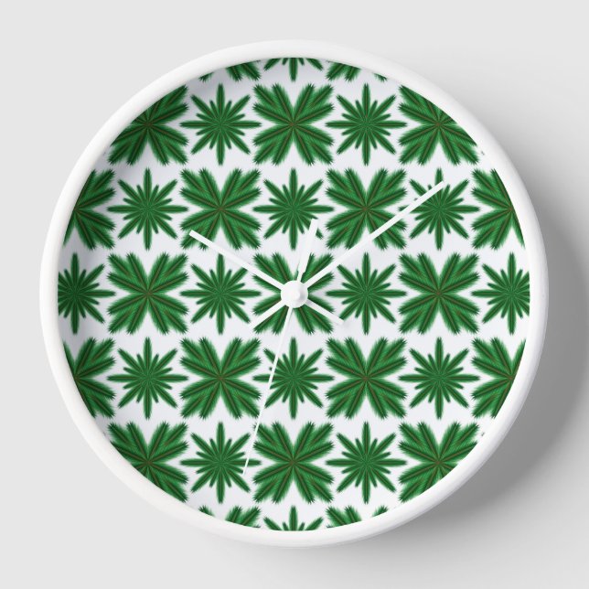 Pine Snowflakes Wood Framed Clock (Front)