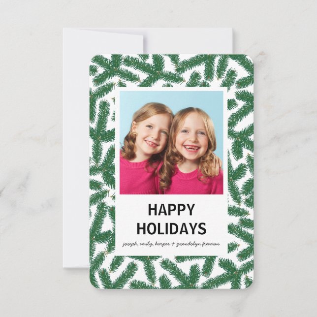 Pine Sprigs - 3x5 Happy Holidays Card (Front)