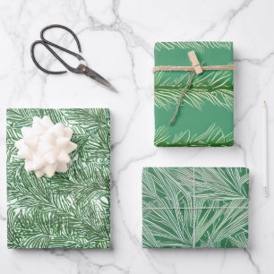 Pine Sprigs Holiday Wrapping Paper Flat Sheet Set