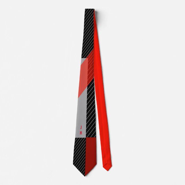 Pine stripe red, black and white tie (Front)