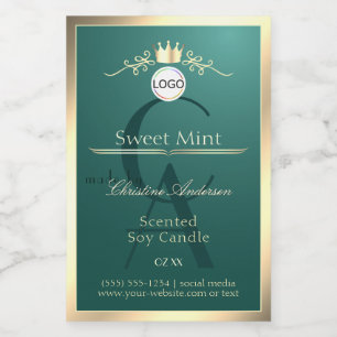 Pine Teal Product Label Gold Frame Logo Monogram