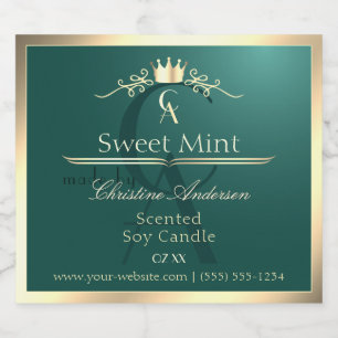 Pine Teal Product Label with Gold Frame Monogram