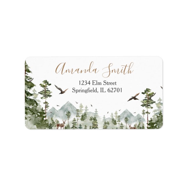 Pine Tree Adventure Awaits Couple Shower Address Label (Front)
