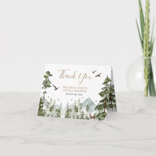 Pine Tree Adventure Awaits Couple Shower Folded Thank You Card