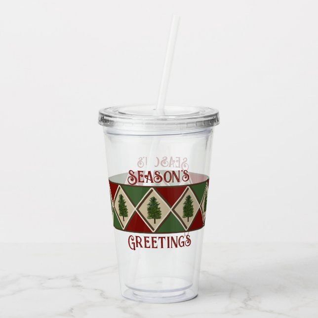 Pine Tree and Harlequin Acrylic Tumbler (Back)