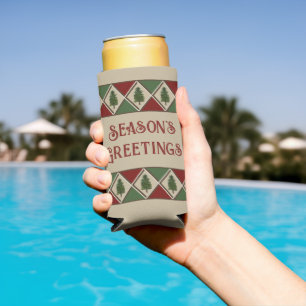 Pine Tree and Harlequin Can Cooler