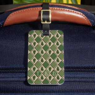 Pine Tree and Harlequin Luggage Tag
