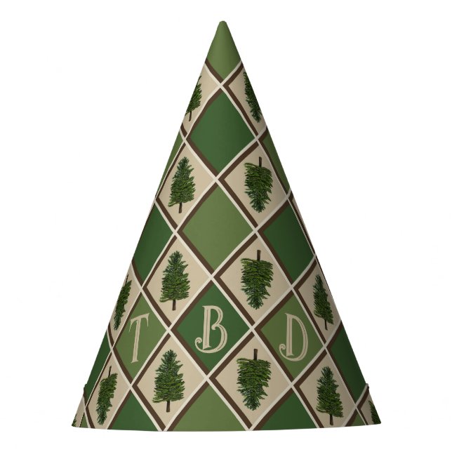 Pine Tree and Harlequin Party Hat (Front)