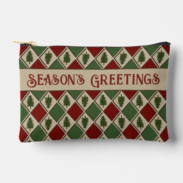 Pine Tree and Harlequin Small Cosmetic Bag (Front)