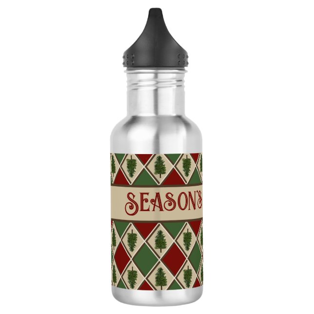 Pine Tree and Harlequin Water Bottle (Left)
