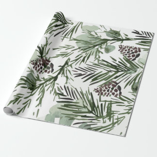 Pine Tree and Pinecones Pattern Wrapping Paper