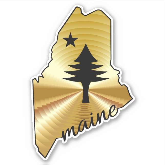 Pine tree and star 1901 flag map of Maine State (Front)