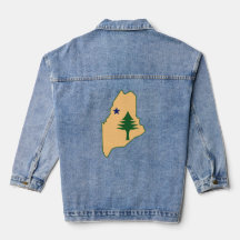 Pine tree and star 1901 flag map of Maine State