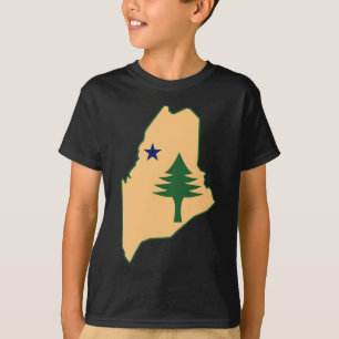 Pine tree and star 1901 flag map of Maine State T-Shirt