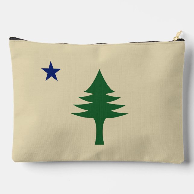 Pine tree and star 1901 flag of Maine State Accessory Pouch (Back)