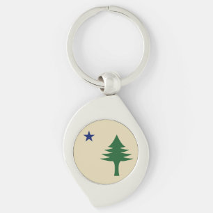 Pine tree and star 1901 flag of Maine State Key Ring