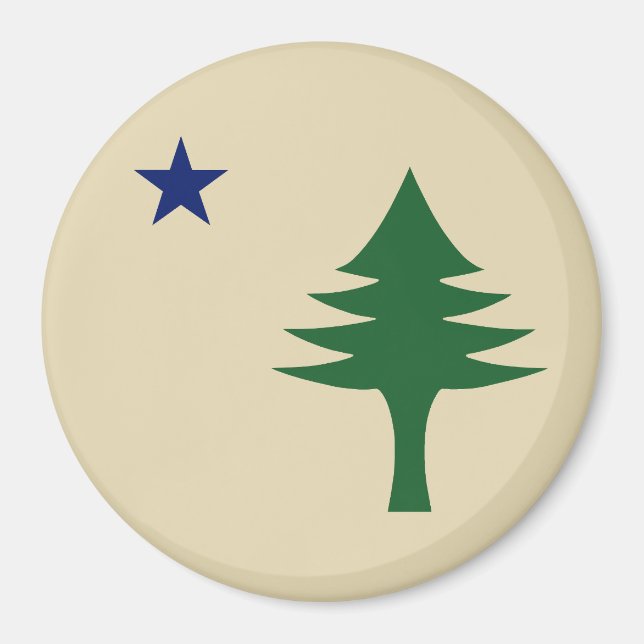 Pine tree and star 1901 flag of Maine State Magnet (Front)