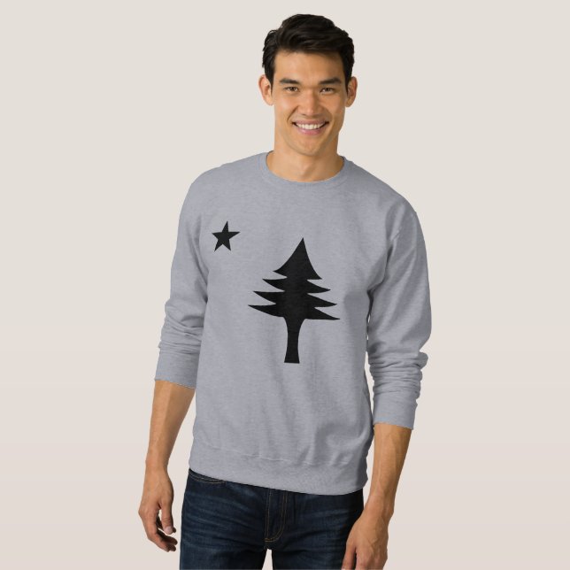 Pine tree and star 1901 flag of Maine State Sweatshirt (Front Full)
